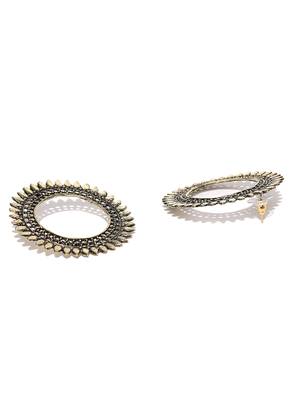 Infuzze Antique Gold-Toned Circular Drop Earrings 3