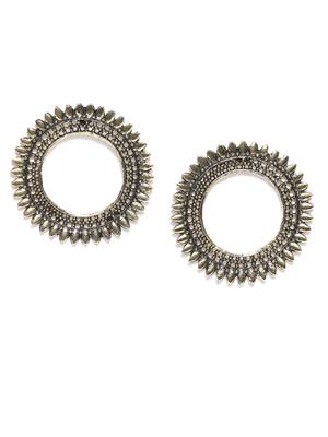 Infuzze Antique Gold-Toned Circular Drop Earrings 4