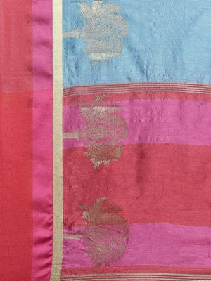 CLASSICATE from the house of The Chennai Silks Women's Sky Blue Dupion Saree With Blouse Piece 2