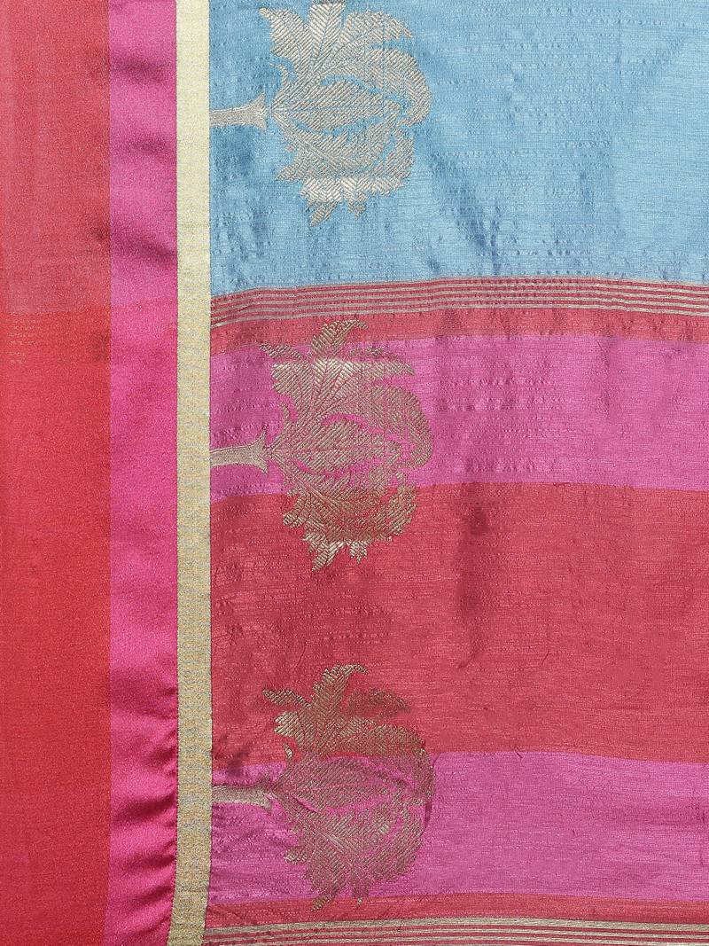 CLASSICATE from the house of The Chennai Silks Women's Sky Blue Dupion Saree With Blouse Piece