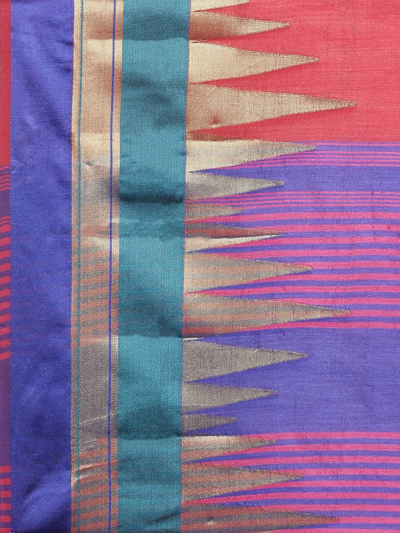 CLASSICATE from the house of The Chennai Silks Women's Red Dupion Saree With Blouse Piece