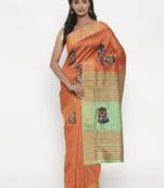 CLASSICATE from the house of The Chennai Silks Women's Rust Dupion Saree With Blouse Piece