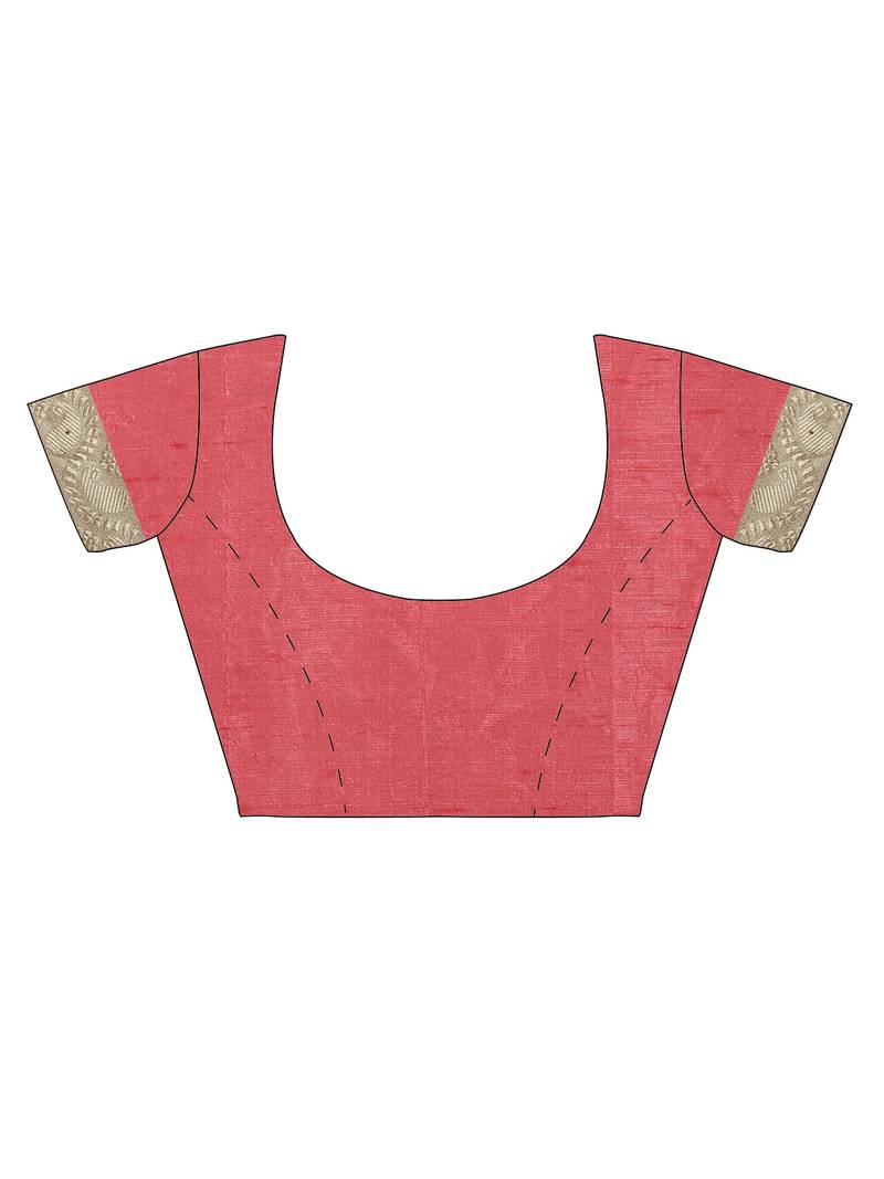 CLASSICATE from the house of The Chennai Silks Women's Coral Dupion Saree With Blouse Piece