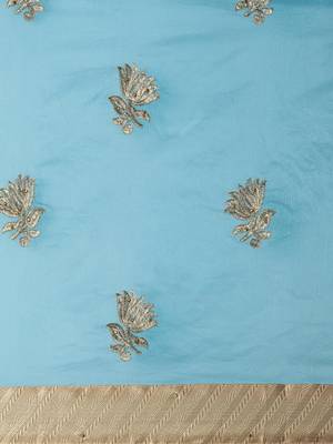 CLASSICATE from the house of The Chennai Silks Women's Sky Blue Dupion Saree With Blouse Piece 2