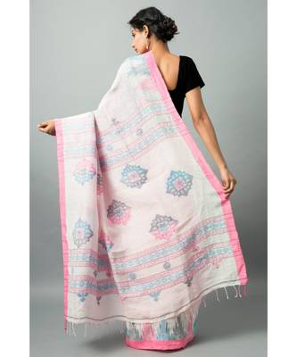 Khadi cotton saree with stunning swan & fish motifs 2