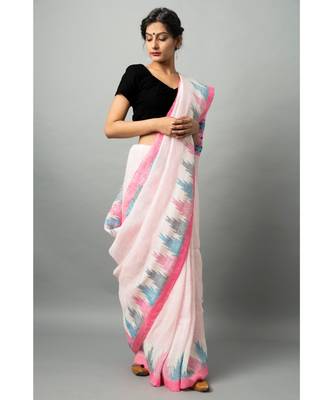 Khadi cotton saree with stunning swan & fish motifs 3
