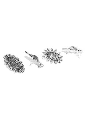 Infuzze Set of 2 Oxidised Silver-Toned Classic Studs 1