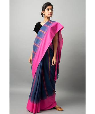 Khadi cotton saree with stunning swan & fish motifs 1