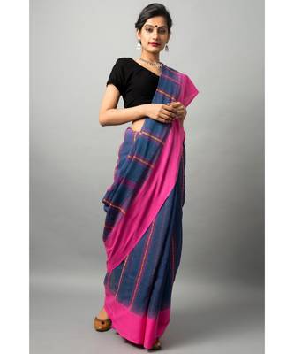 Khadi cotton saree with stunning swan & fish motifs 2