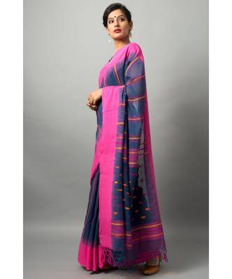 Khadi cotton saree with stunning swan & fish motifs 3