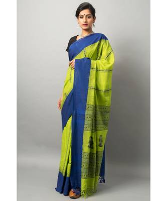 Khadi cotton saree with stunning temple motif 2