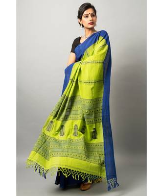 Khadi cotton saree with stunning temple motif 3