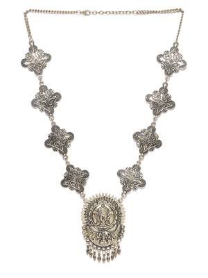 Infuzze Antique Gold-Toned Goddess Durga Texture Temple Necklace 1