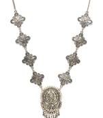 Infuzze Antique Gold-Toned Goddess Durga Texture Temple Necklace