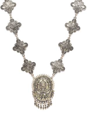 Infuzze Antique Gold-Toned Goddess Durga Texture Temple Necklace 2