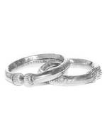 Infuzze Set of 2 Silver-Toned Textured Tribal Anklets