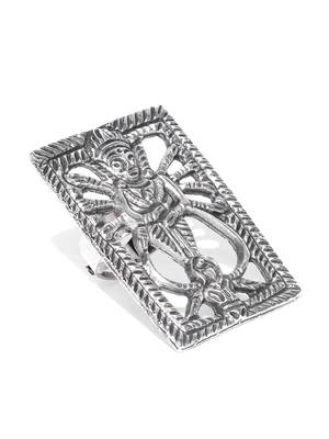 Infuzze Women Oxidised Silver-Toned Goddess-Shaped Adjustable Oversized Ring 2