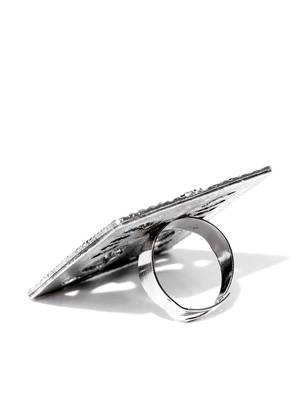 Infuzze Women Oxidised Silver-Toned Goddess-Shaped Adjustable Oversized Ring 3