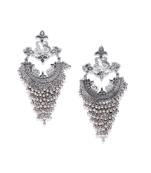 Infuzze Oxidised Silver-Toned Classic Drop Earrings