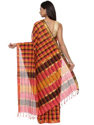 CLASSICATE from the house of The Chennai Silks Women's Multicolor Mangalagiri Cotton Saree Without Blouse Piece 2