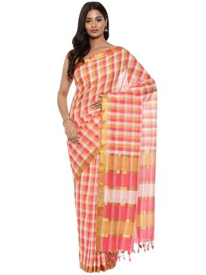CLASSICATE from the house of The Chennai Silks Women's Multicolor Mangalagiri Cotton Saree Without Blouse Piece 1