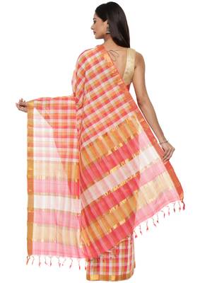 CLASSICATE from the house of The Chennai Silks Women's Multicolor Mangalagiri Cotton Saree Without Blouse Piece 2