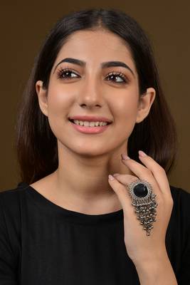 German Silver Mirror And Ghungroo Ring 2