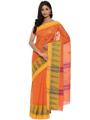 CLASSICATE from the house of The Chennai Silks Women's Orange Chettinad Cotton Saree With Blouse Piece 1