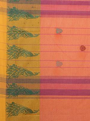 CLASSICATE from the house of The Chennai Silks Women's Orange Chettinad Cotton Saree With Blouse Piece 3