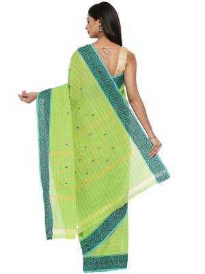 CLASSICATE from the house of The Chennai Silks Women's Green Chettinad Cotton Saree With Blouse Piece 2
