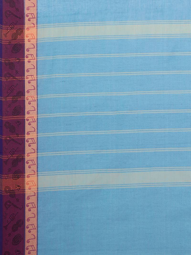 CLASSICATE from the house of The Chennai Silks Women's Blue Chettinad Cotton Saree With Blouse Piece