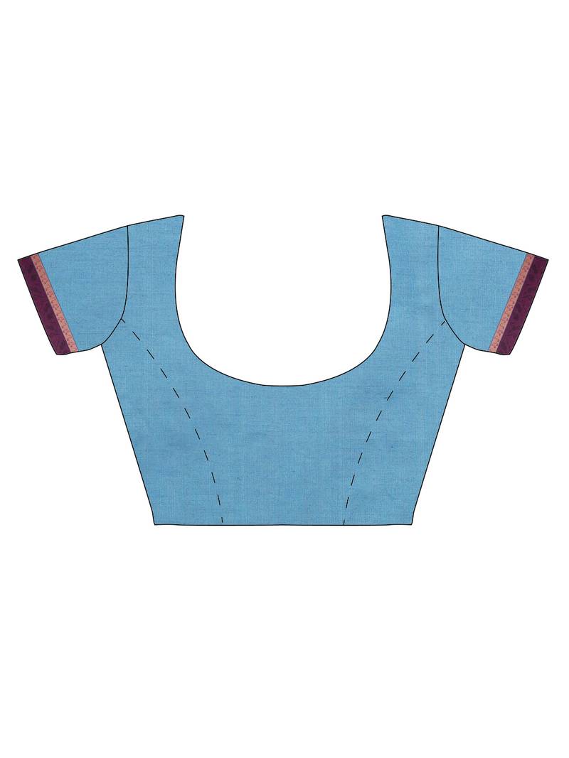 CLASSICATE from the house of The Chennai Silks Women's Blue Chettinad Cotton Saree With Blouse Piece