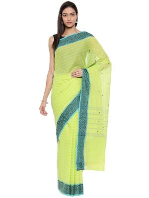CLASSICATE from the house of The Chennai Silks Women's Light Green Chettinad Cotton Saree With Blouse Piece 1