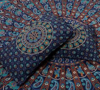 Rudra Sanganeri Printed Cotton Double Bedsheet with 2 Matching Pillow Cover. 2