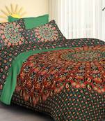 Sanganeri Printed Cotton Double Bedsheet with 2 Matching Pillow Cover.