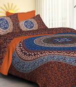 100% Cotton Rajasthani Jaipuri Sanganeri Traditional  Double Bed Sheet with 2 Pillow Covers