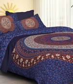 100% Cotton Rajasthani Jaipuri Sanganeri Traditional  Double Bed Sheet with 2 Pillow Covers