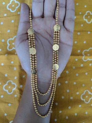 Necklace Mangalsutra  Lakshmi Coin Golden Beads 3 Multi-Layered Line Chain S 1