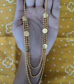 Necklace Mangalsutra  Lakshmi Coin Golden Beads 3 Multi-Layered Line Chain S