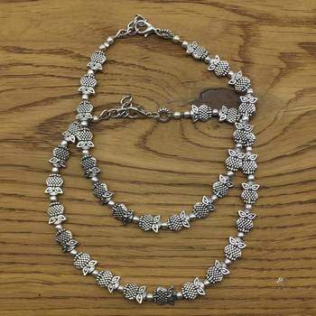 Alloy Metal Fancy Oxidised German Silver Plated Owl Anklet Payal/Pazeb Comes Pair 1