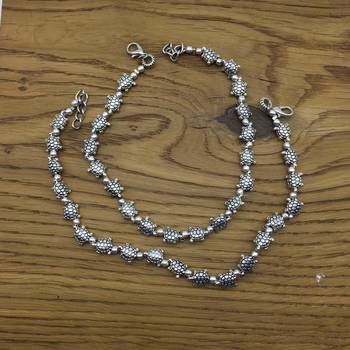 Alloy Metal Fancy Oxidised German Silver Plated Tortoise Anklet Payal/Pazeb Pair 1