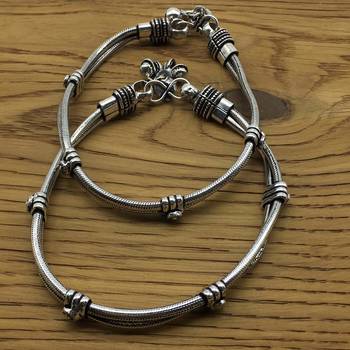 Alloy Metal Fancy Oxidised German Silver Plated Anklet Payal/Pazeb Comes Pair 1