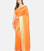 Yellow plain art silk saree with blouse