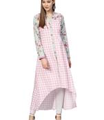 Pink printed crepe kurti