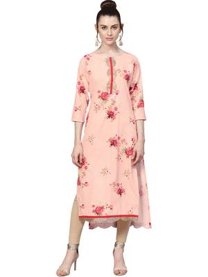 Pink printed crepe kurti 1