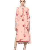 Pink printed crepe kurti