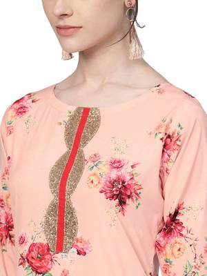 Pink printed crepe kurti 2