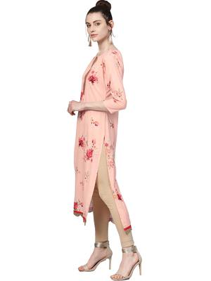 Pink printed crepe kurti 3