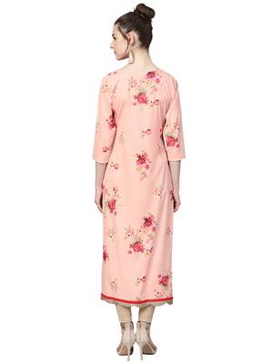 Pink printed crepe kurti 4