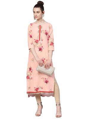 Pink printed crepe kurti 5